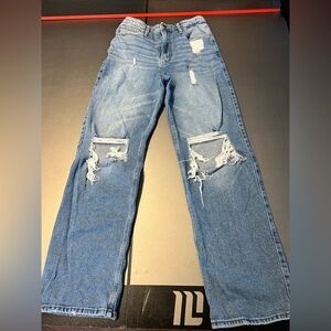Hollister Ultra High Rise Dad Jeans Distressed Vintage Stretch 3R W26 L31